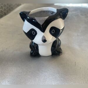 Black and White Raccoon Ceramic Planter